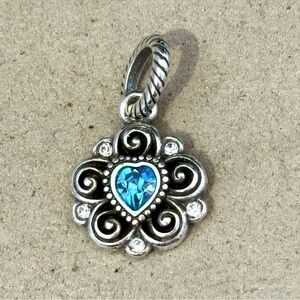 🆕Brighton March Birthstone charm Light blue aquamarine crystal in silver Retired